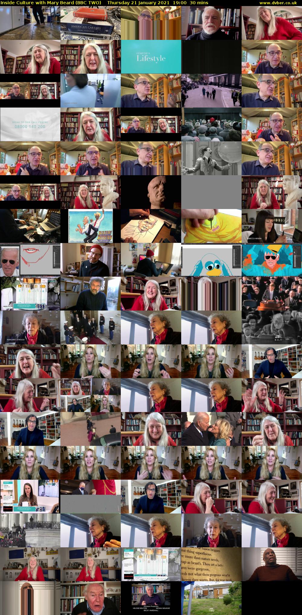 Inside Culture with Mary Beard (BBC TWO) Thursday 21 January 2021 19:00 - 19:30