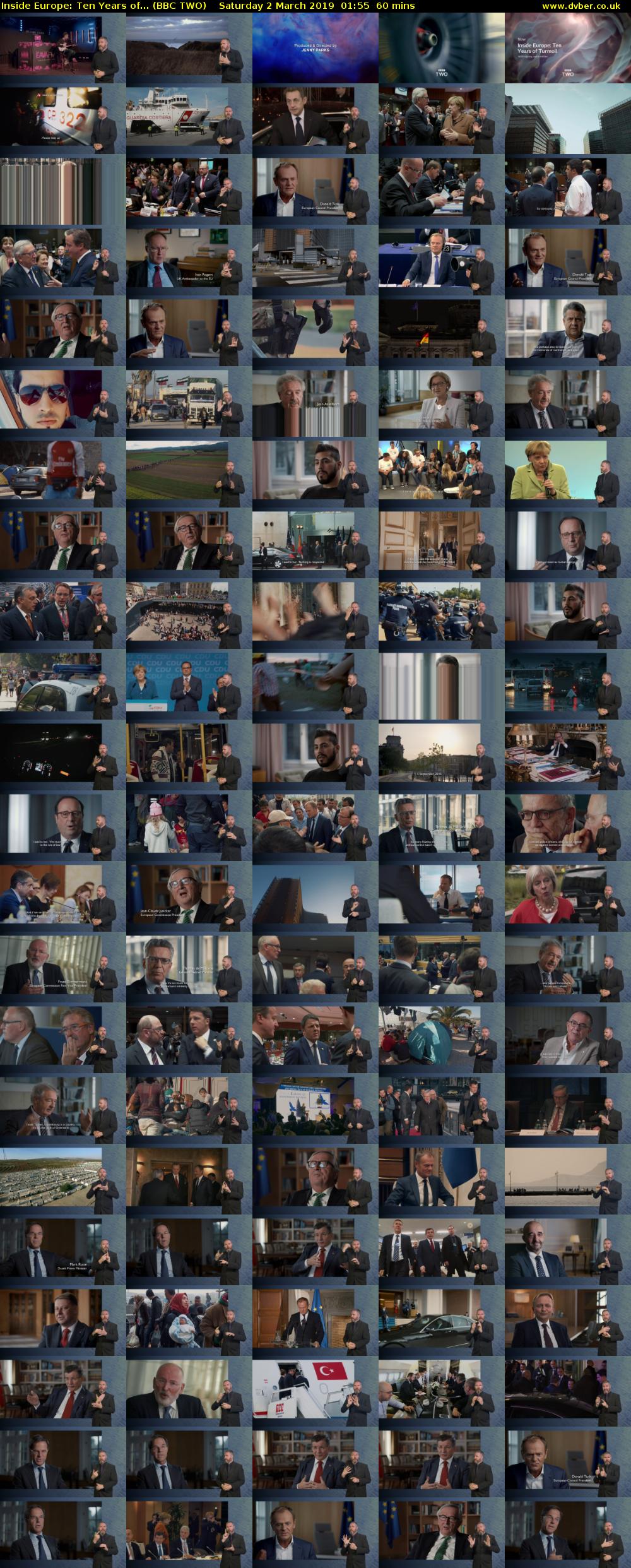 Inside Europe: Ten Years of... (BBC TWO) Saturday 2 March 2019 01:55 - 02:55