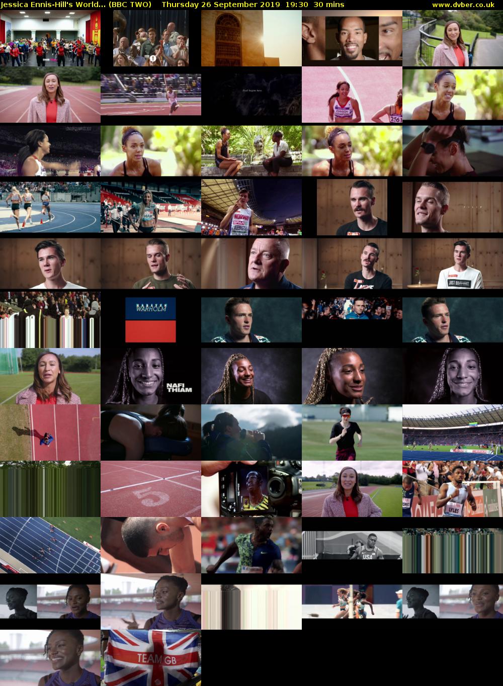 Jessica Ennis-Hill's World... (BBC TWO) Thursday 26 September 2019 19:30 - 20:00