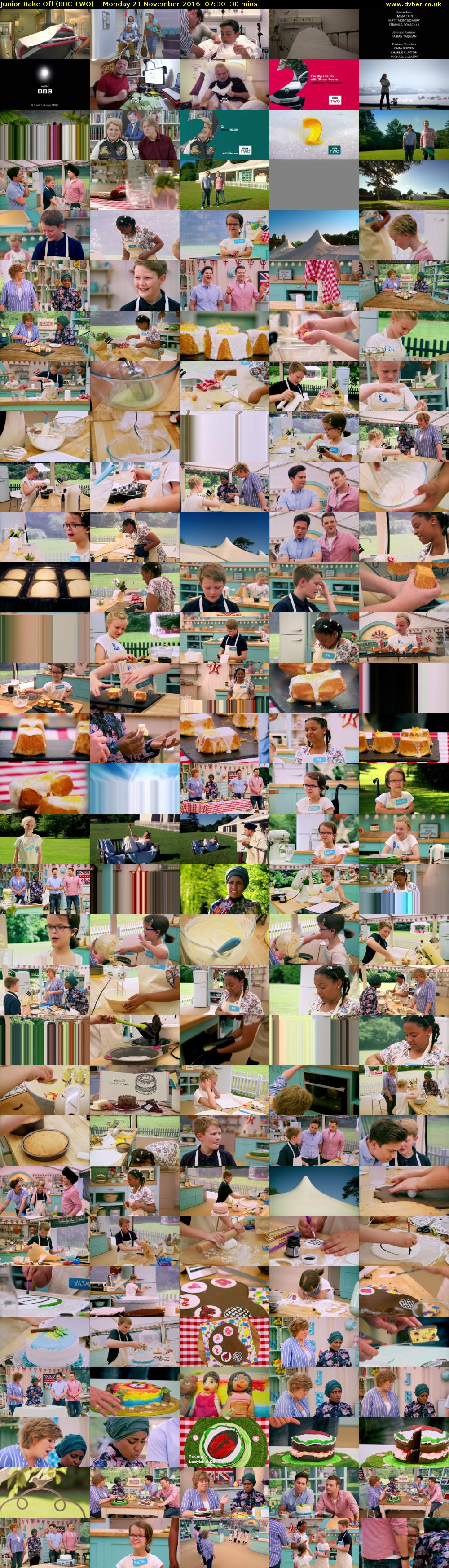 Junior Bake Off (BBC TWO) Monday 21 November 2016 07:30 - 08:00