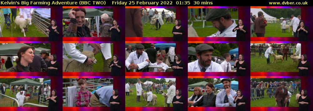 Kelvin's Big Farming Adventure (BBC TWO) Friday 25 February 2022 01:35 - 02:05