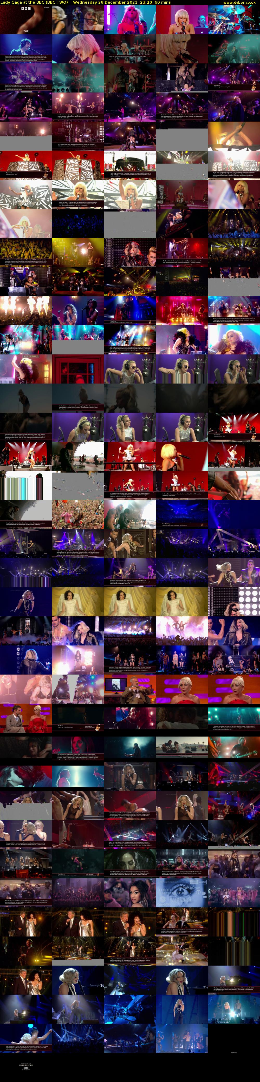 Lady Gaga at the BBC (BBC TWO) Wednesday 29 December 2021 23:20 - 00:20