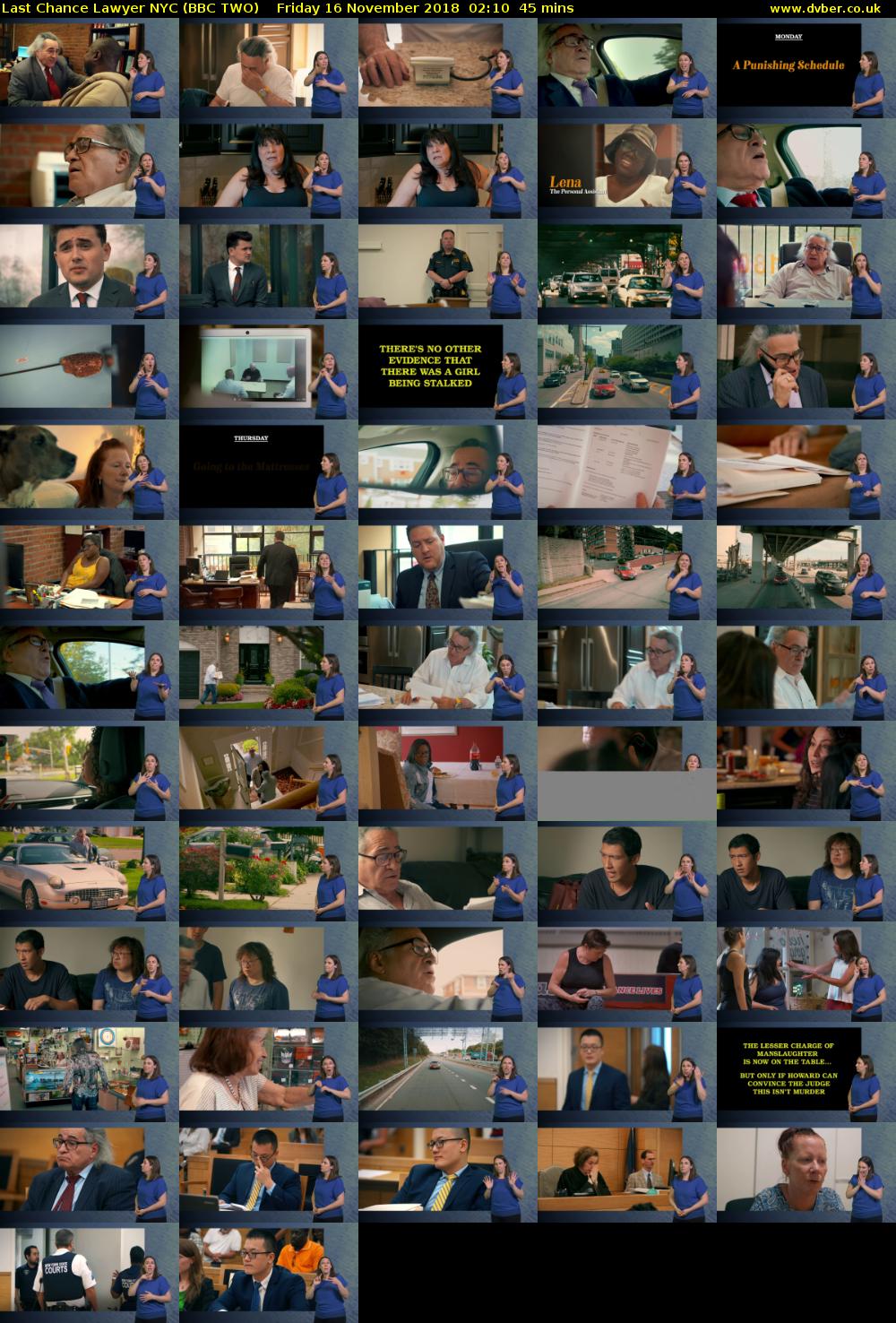Last Chance Lawyer NYC (BBC TWO) Friday 16 November 2018 02:10 - 02:55
