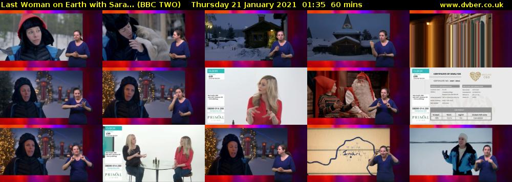Last Woman on Earth with Sara... (BBC TWO) Thursday 21 January 2021 01:35 - 02:35