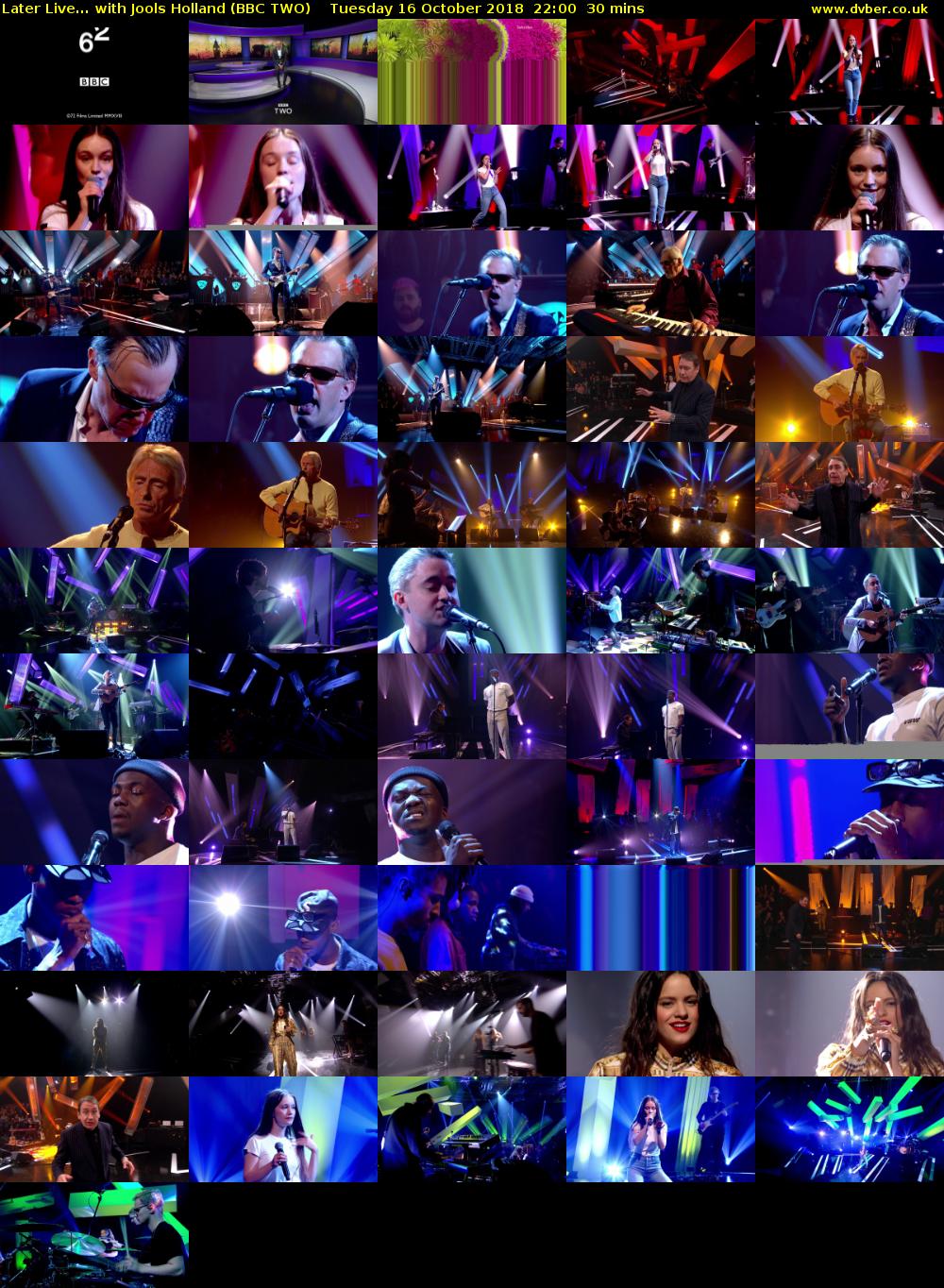 Later Live... with Jools Holland (BBC TWO) Tuesday 16 October 2018 22:00 - 22:30