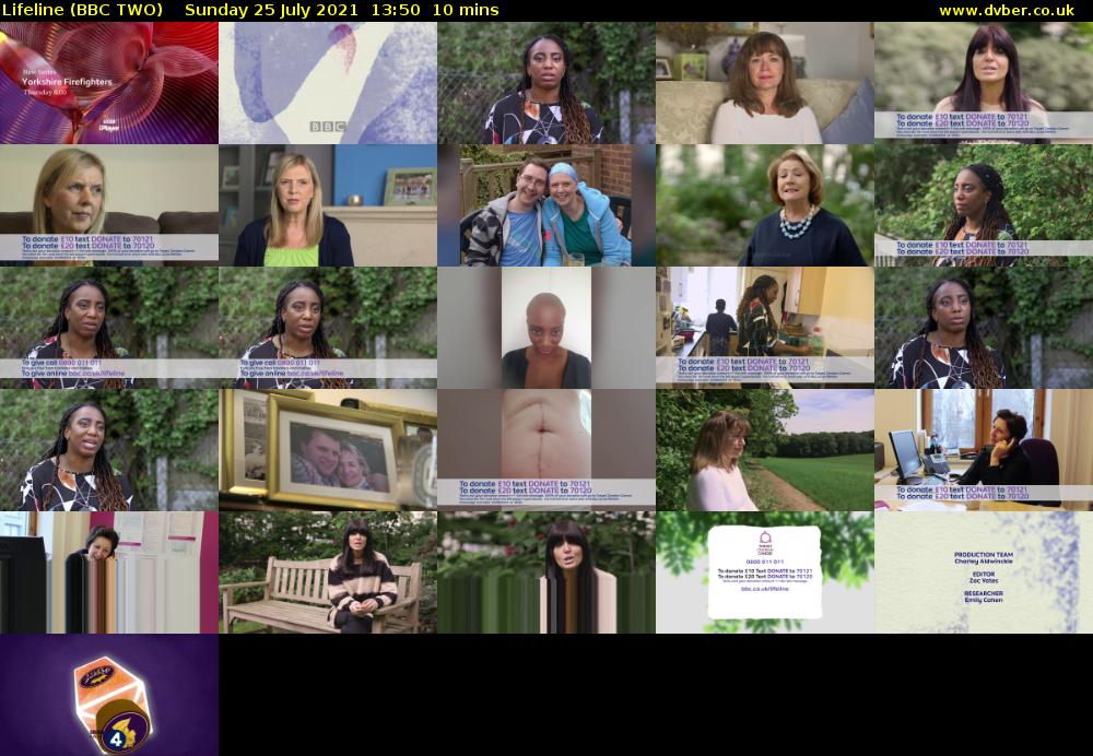 Lifeline (BBC TWO) Sunday 25 July 2021 13:50 - 14:00