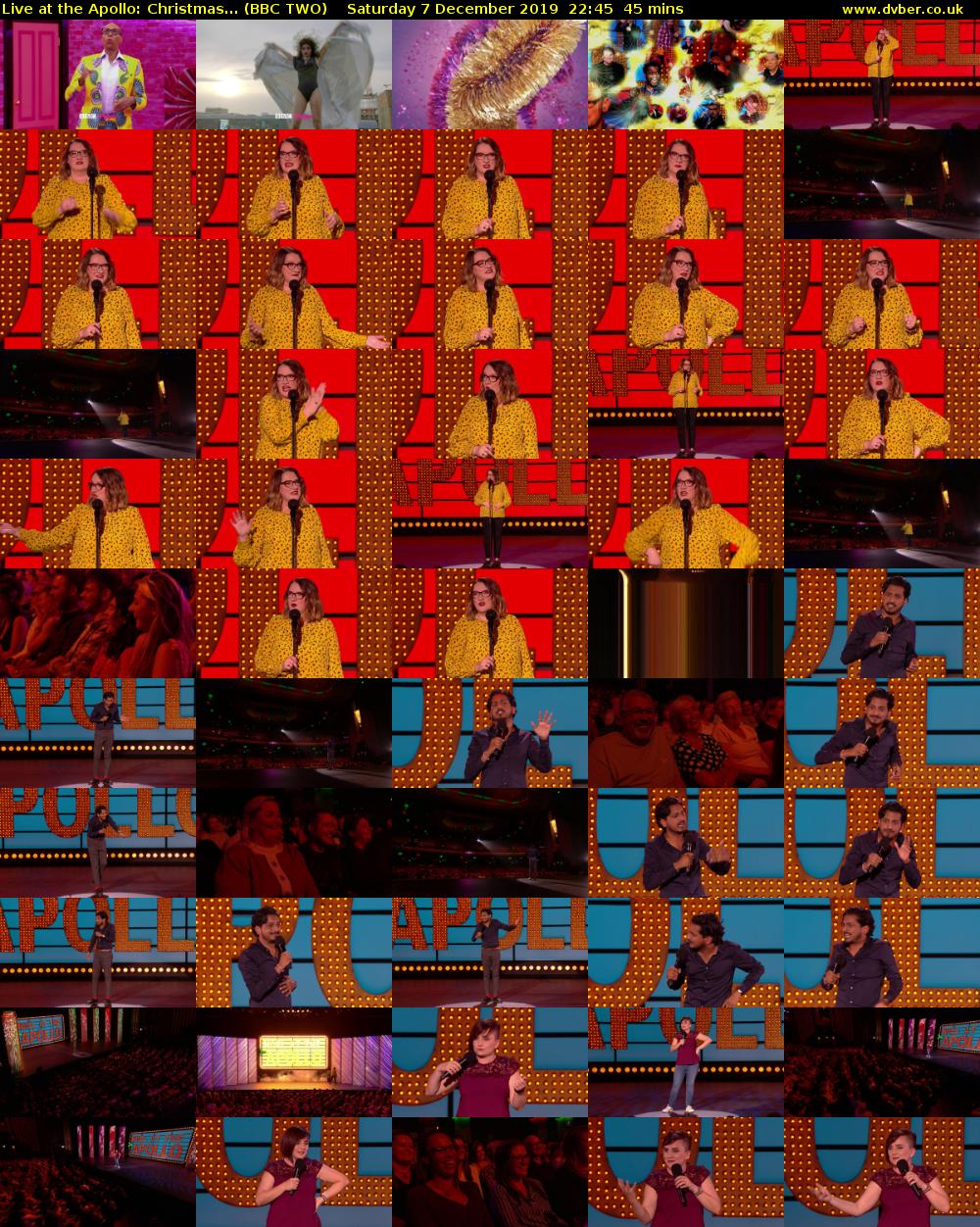 Live at the Apollo: Christmas... (BBC TWO) Saturday 7 December 2019 22:45 - 23:30