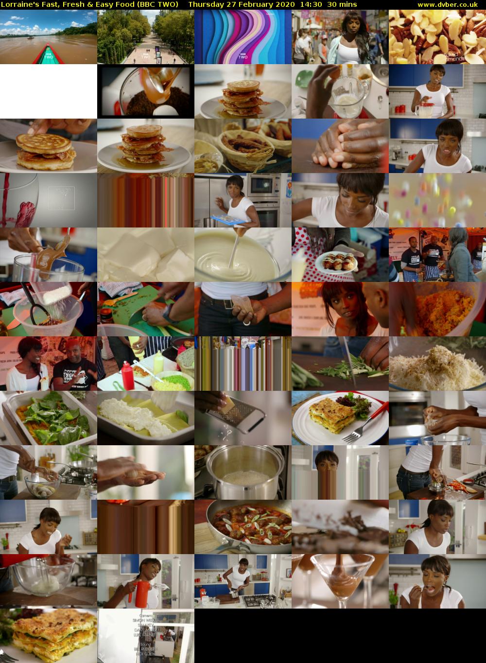 Lorraine's Fast, Fresh & Easy Food (BBC TWO) Thursday 27 February 2020 14:30 - 15:00