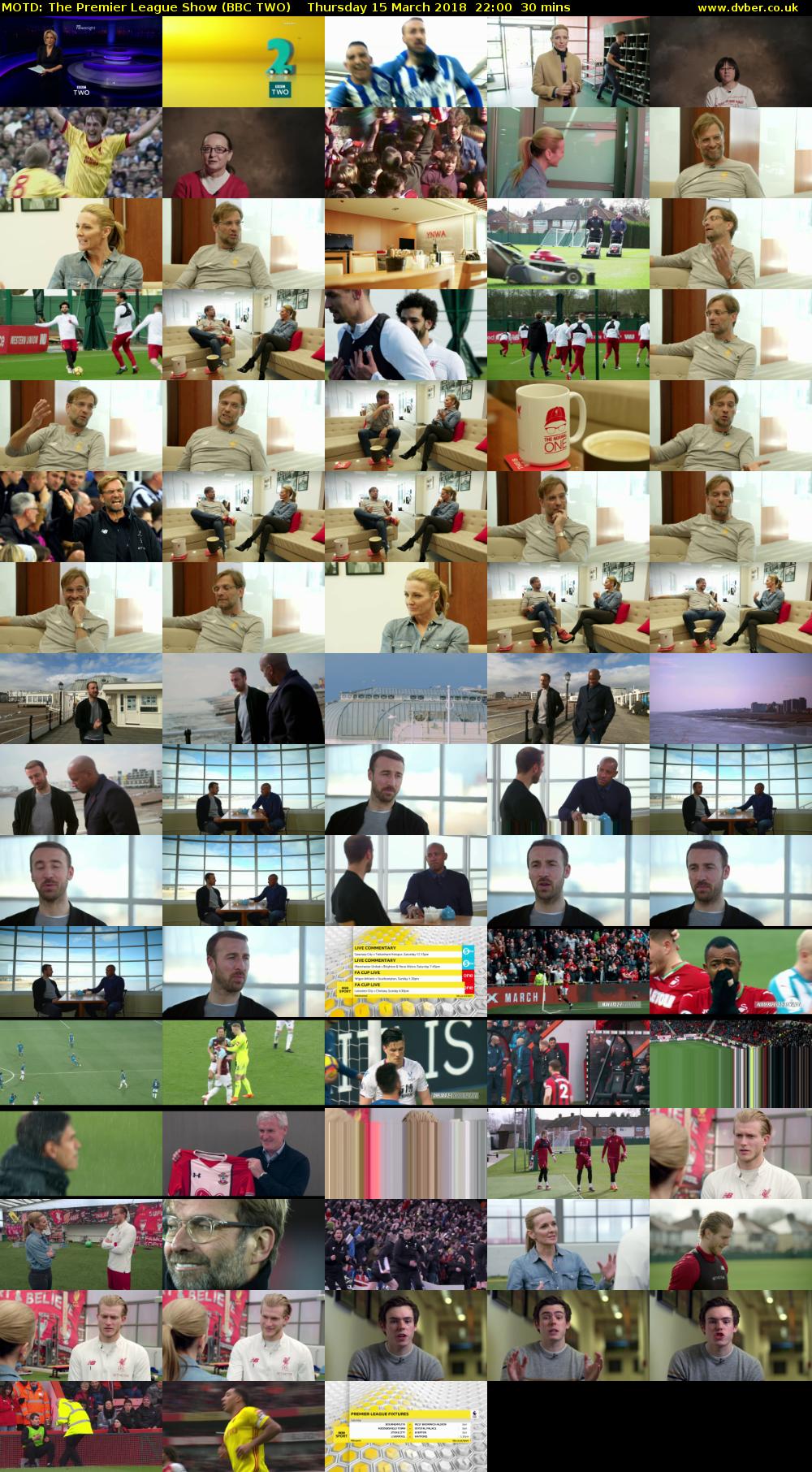 MOTD: The Premier League Show (BBC TWO) Thursday 15 March 2018 22:00 - 22:30