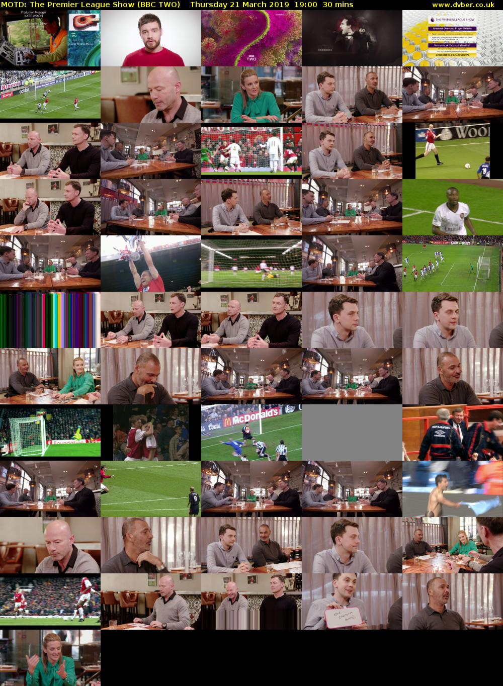 MOTD: The Premier League Show (BBC TWO) Thursday 21 March 2019 19:00 - 19:30