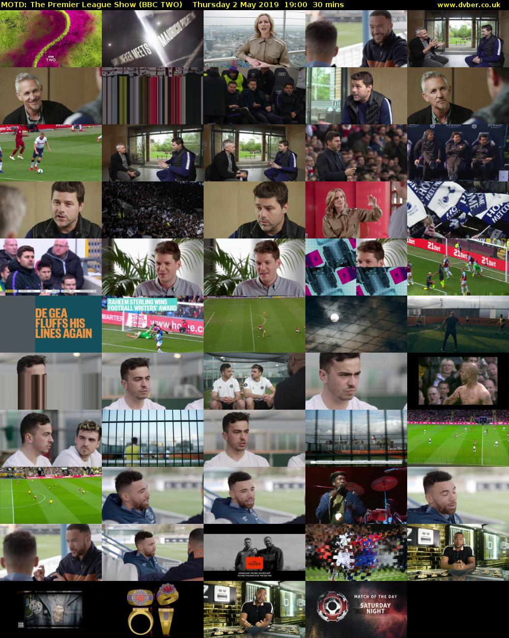 MOTD: The Premier League Show (BBC TWO) Thursday 2 May 2019 19:00 - 19:30