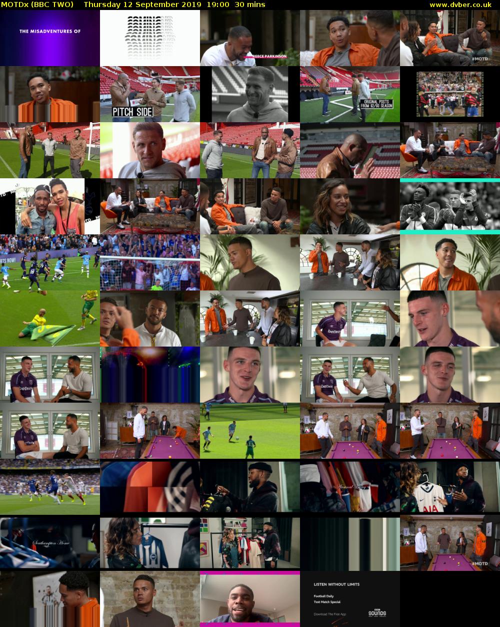 MOTDx (BBC TWO) Thursday 12 September 2019 19:00 - 19:30