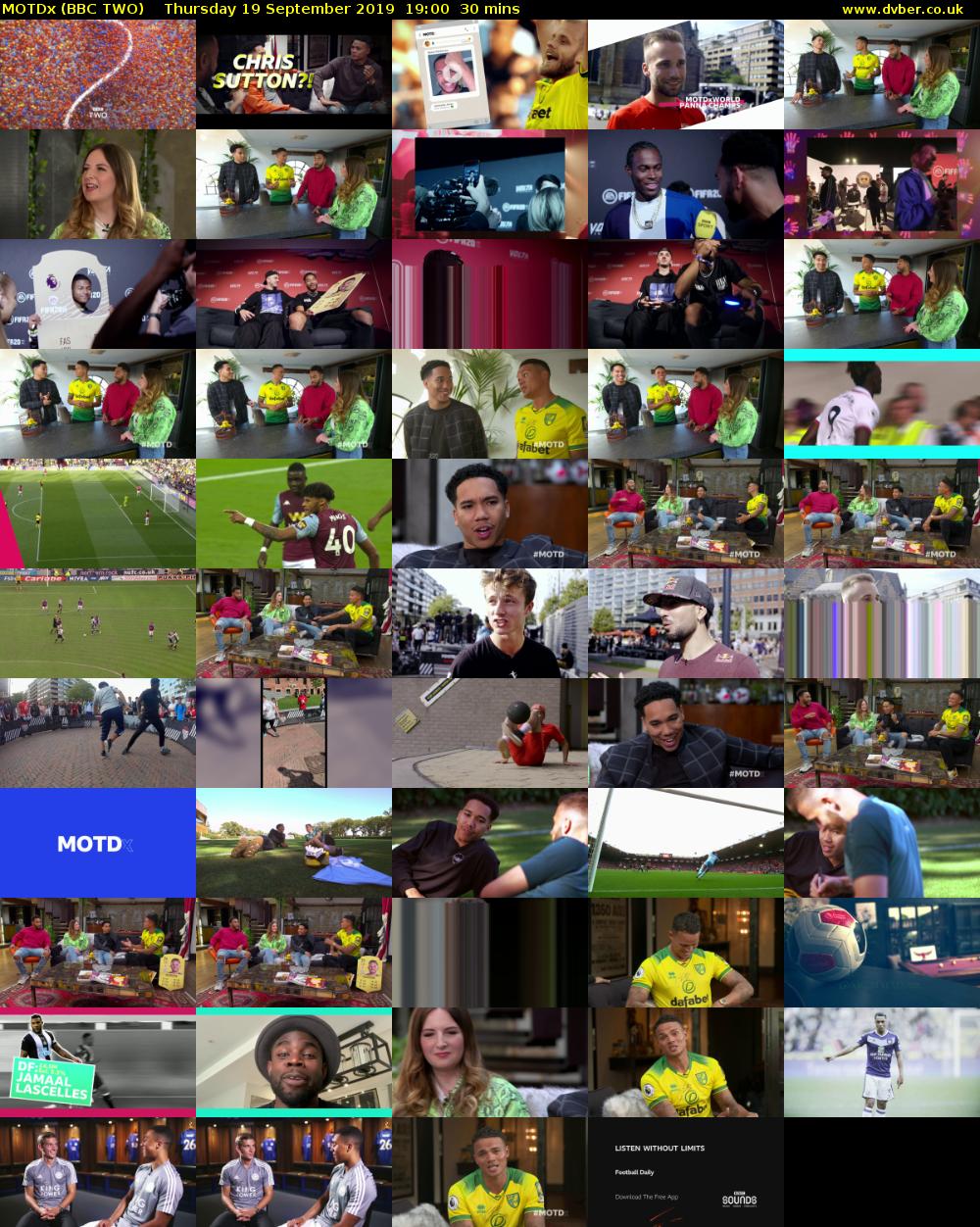 MOTDx (BBC TWO) Thursday 19 September 2019 19:00 - 19:30