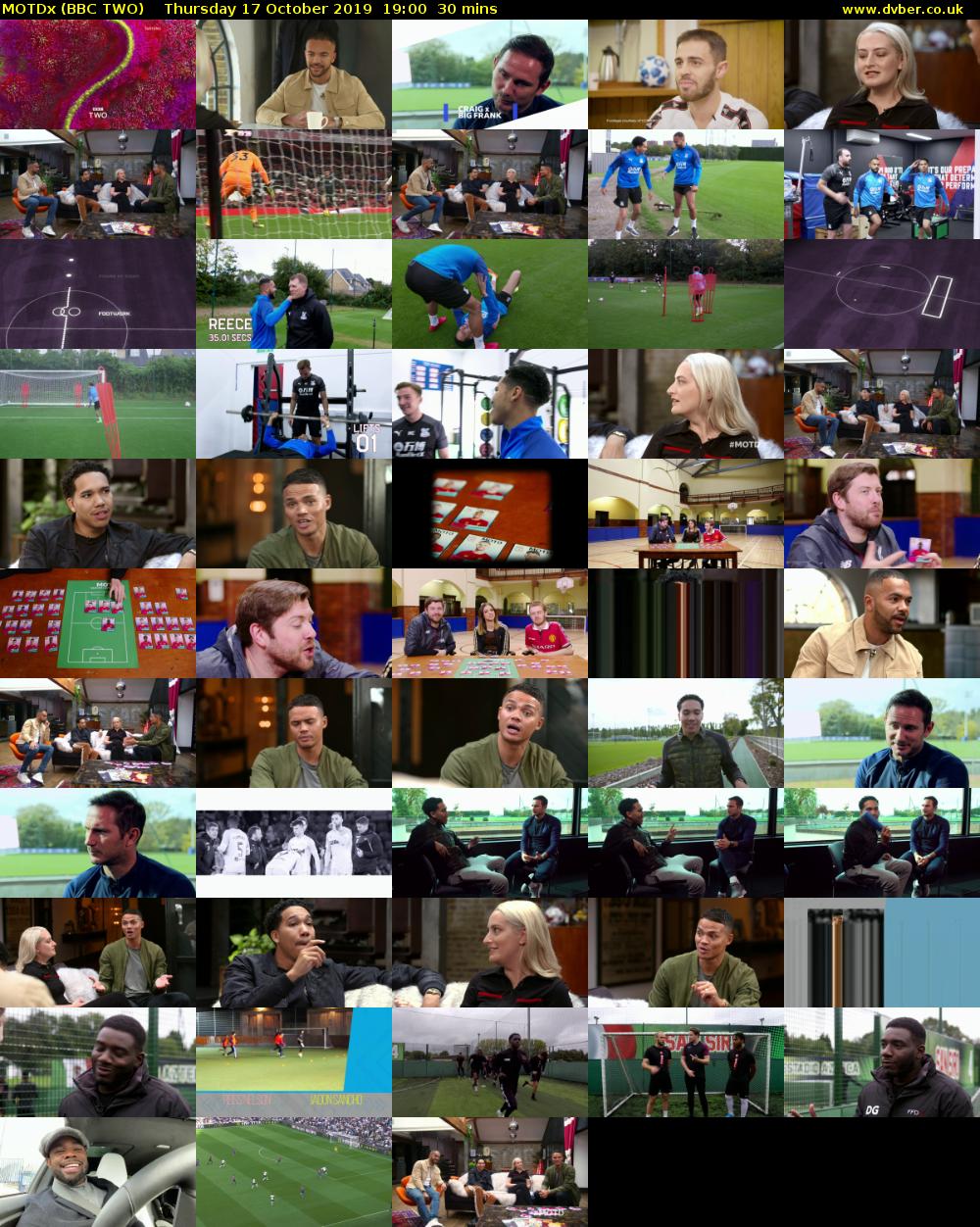 MOTDx (BBC TWO) Thursday 17 October 2019 19:00 - 19:30