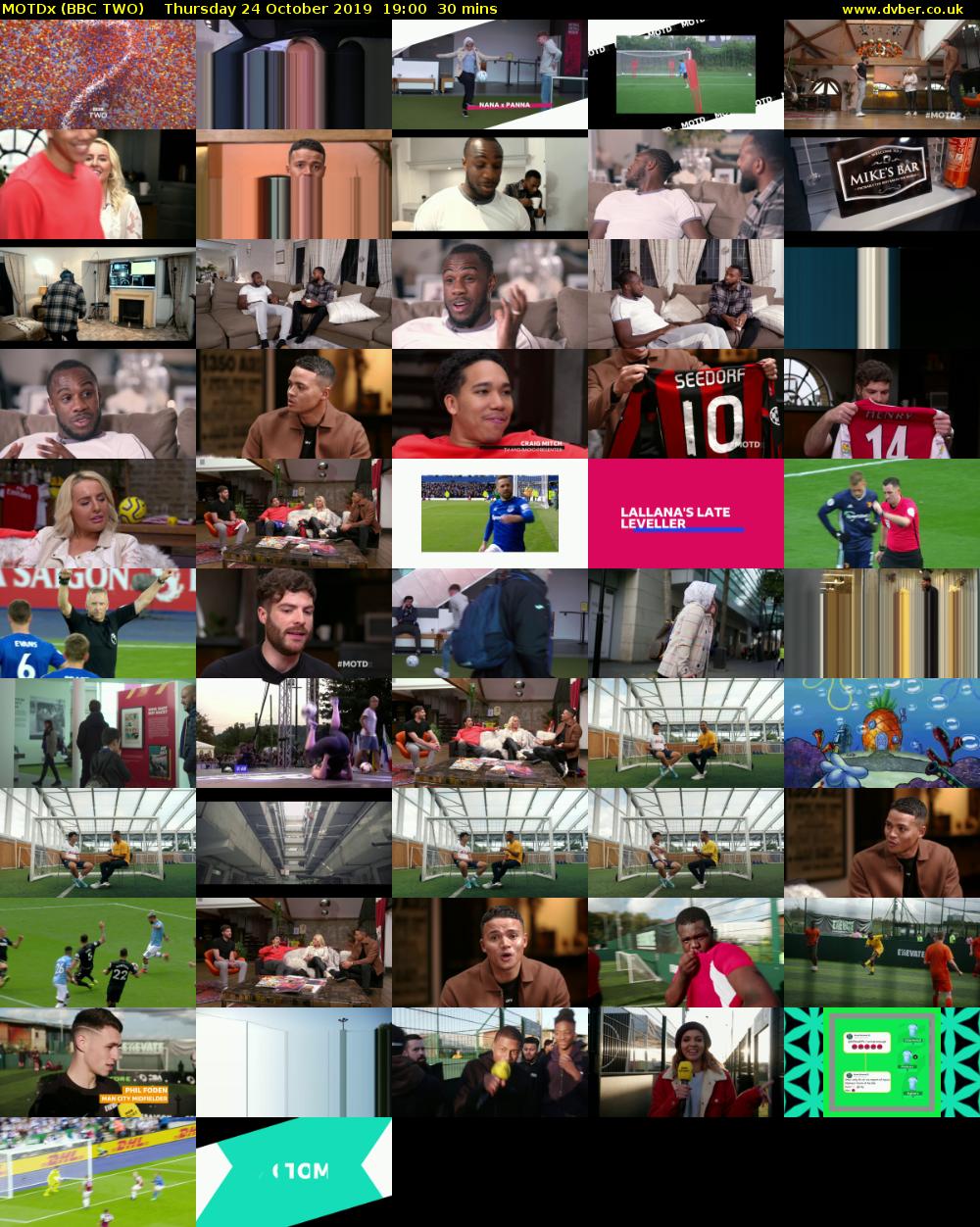 MOTDx (BBC TWO) Thursday 24 October 2019 19:00 - 19:30