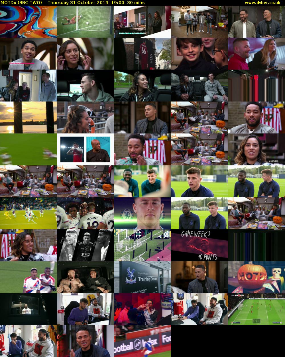 MOTDx (BBC TWO) Thursday 31 October 2019 19:00 - 19:30