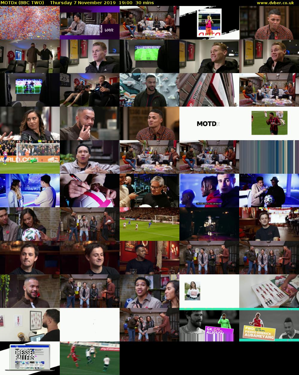 MOTDx (BBC TWO) Thursday 7 November 2019 19:00 - 19:30