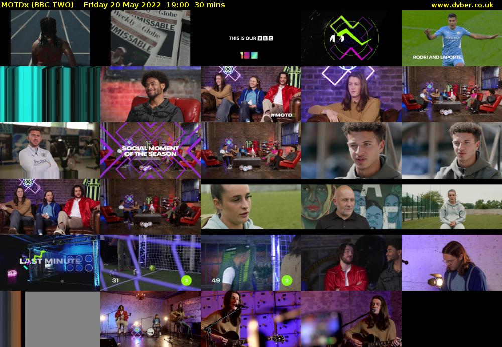 MOTDx (BBC TWO) Friday 20 May 2022 19:00 - 19:30