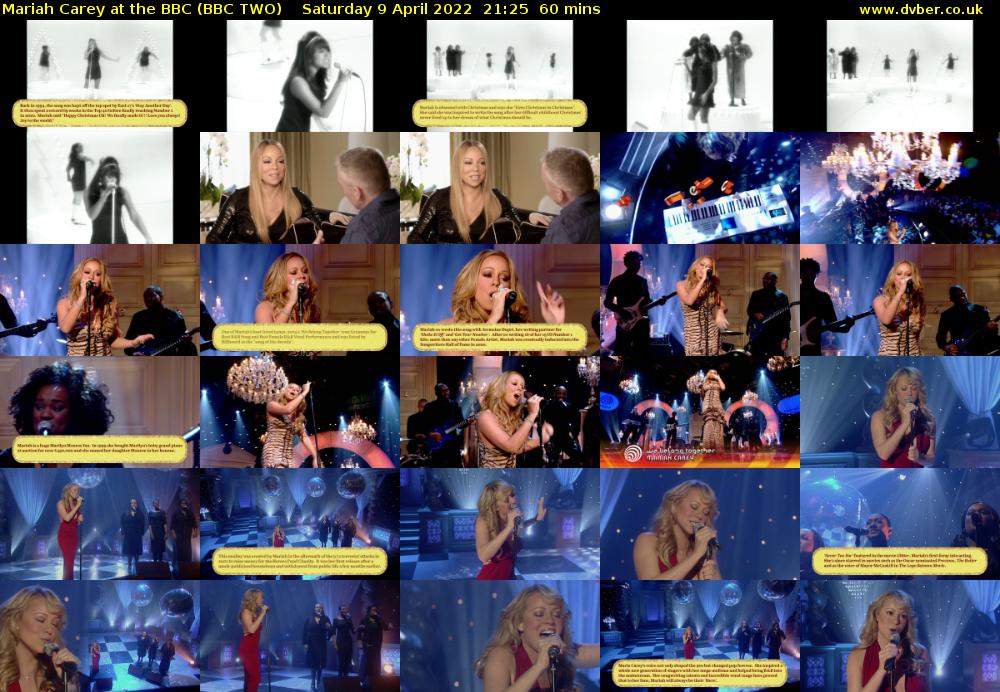 Mariah Carey at the BBC (BBC TWO) Saturday 9 April 2022 21:25 - 22:25