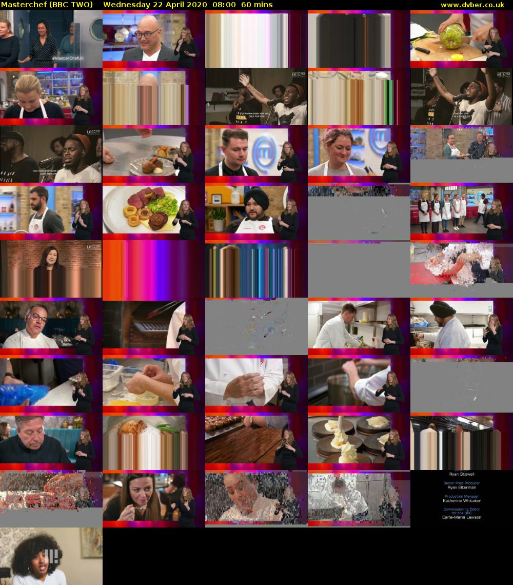 MasterChef (BBC TWO) Wednesday 22 April 2020 08:00 - 09:00