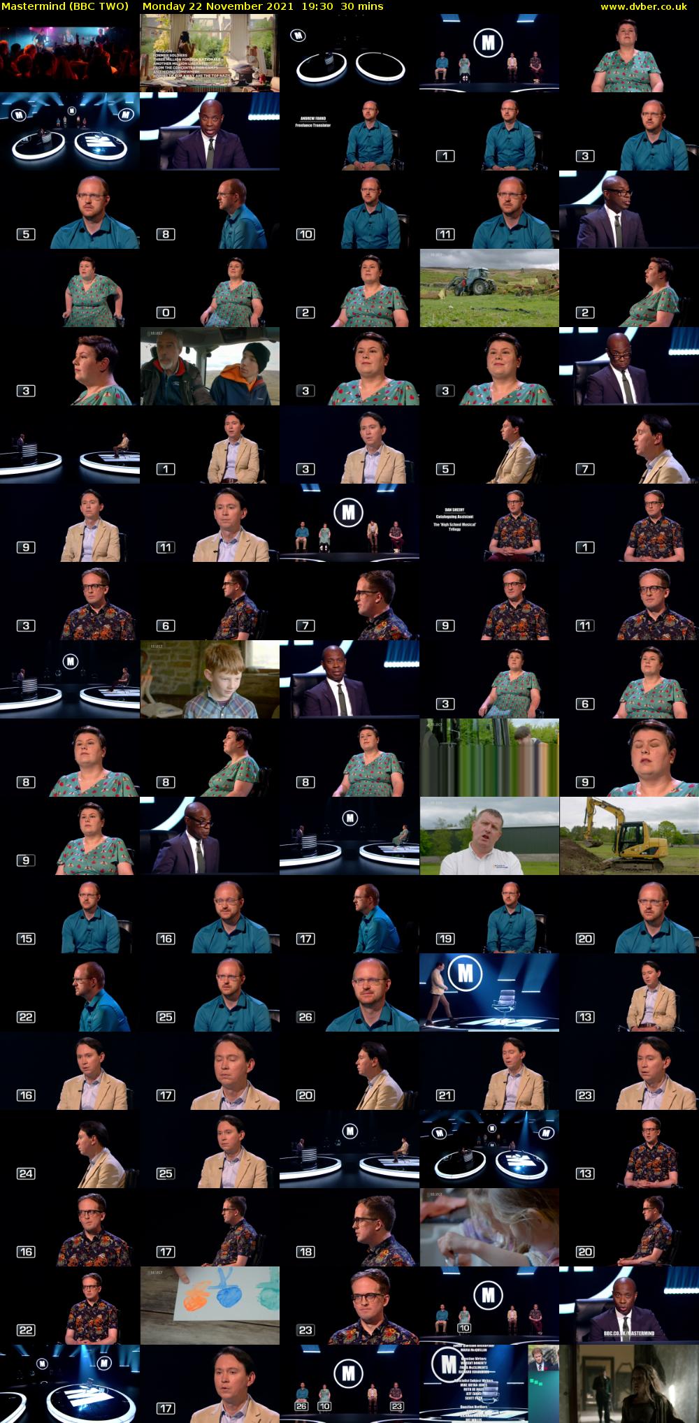 Mastermind (BBC TWO) Monday 22 November 2021 19:30 - 20:00