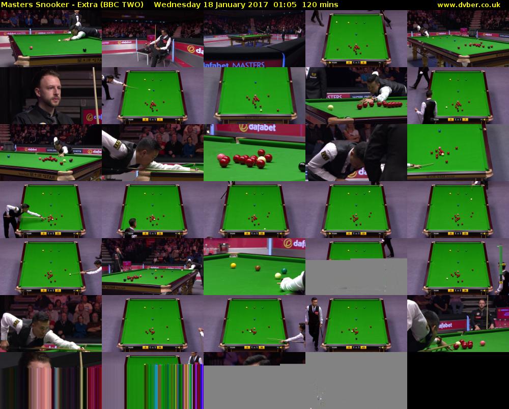 Masters Snooker - Extra (BBC TWO) Wednesday 18 January 2017 01:05 - 03:05