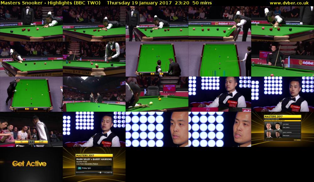 Masters Snooker - Highlights (BBC TWO) Thursday 19 January 2017 23:20 - 00:10