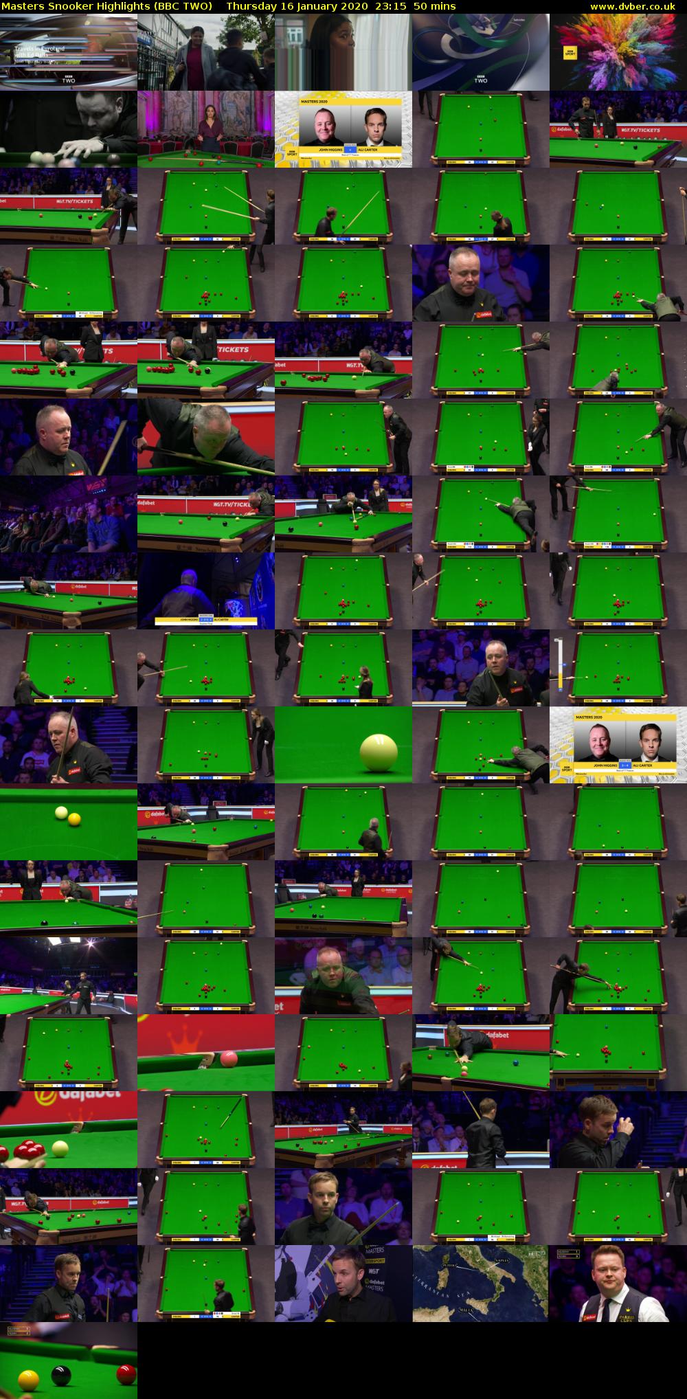 Masters Snooker Highlights (BBC TWO) Thursday 16 January 2020 23:15 - 00:05