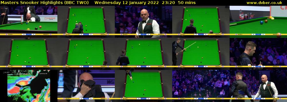 Masters Snooker Highlights (BBC TWO) Wednesday 12 January 2022 23:20 - 00:10