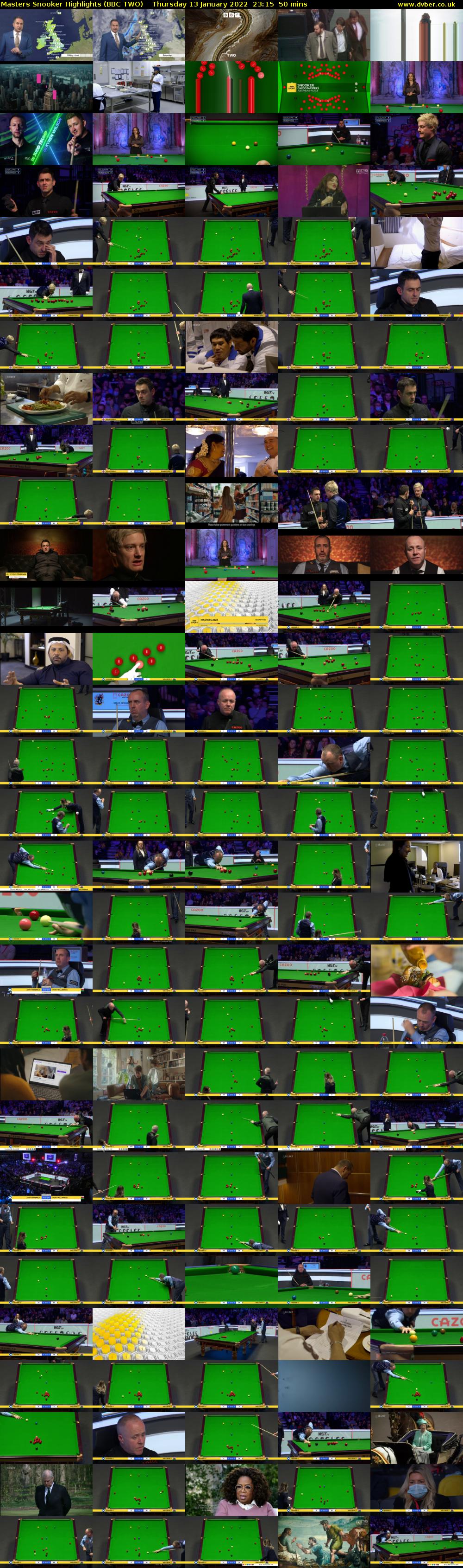 Masters Snooker Highlights (BBC TWO) Thursday 13 January 2022 23:15 - 00:05