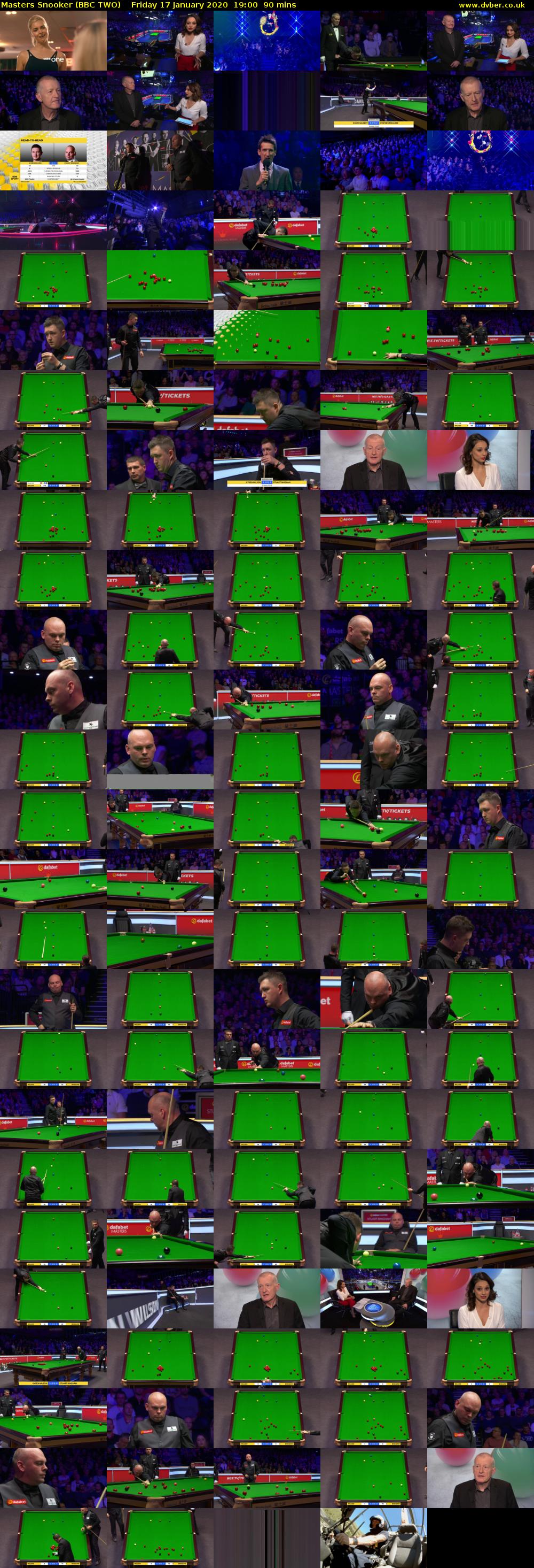Masters Snooker (BBC TWO) Friday 17 January 2020 19:00 - 20:30