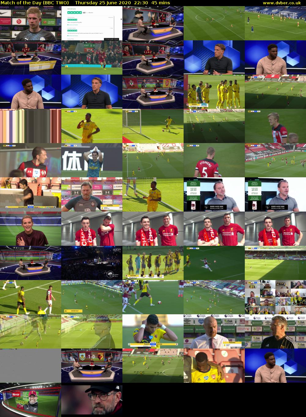 Match of the Day (BBC TWO) Thursday 25 June 2020 22:30 - 23:15
