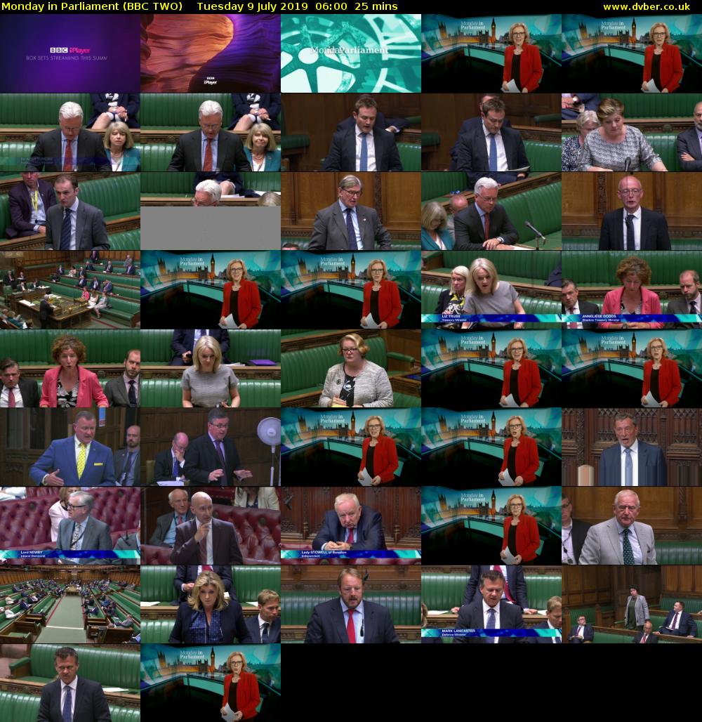 Monday in Parliament (BBC TWO) Tuesday 9 July 2019 06:00 - 06:25