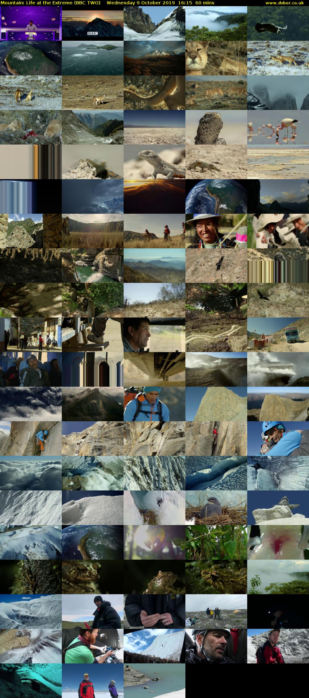 Mountain: Life at the Extreme (BBC TWO) Wednesday 9 October 2019 16:15 - 17:15