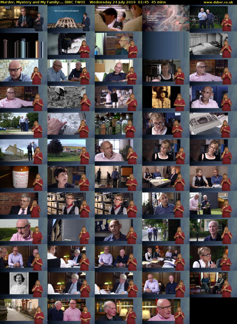 Murder, Mystery and My Family:... (BBC TWO) Wednesday 24 July 2019 01:45 - 02:30