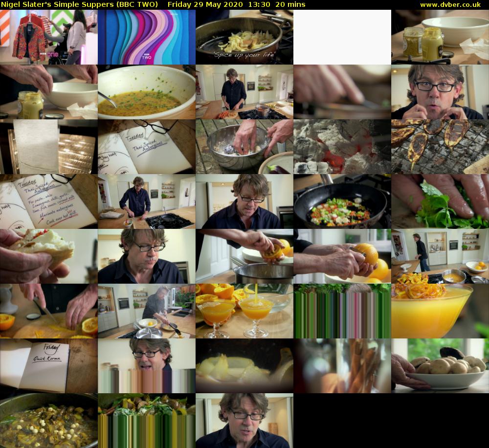 Nigel Slater's Simple Suppers (BBC TWO) Friday 29 May 2020 13:30 - 13:50