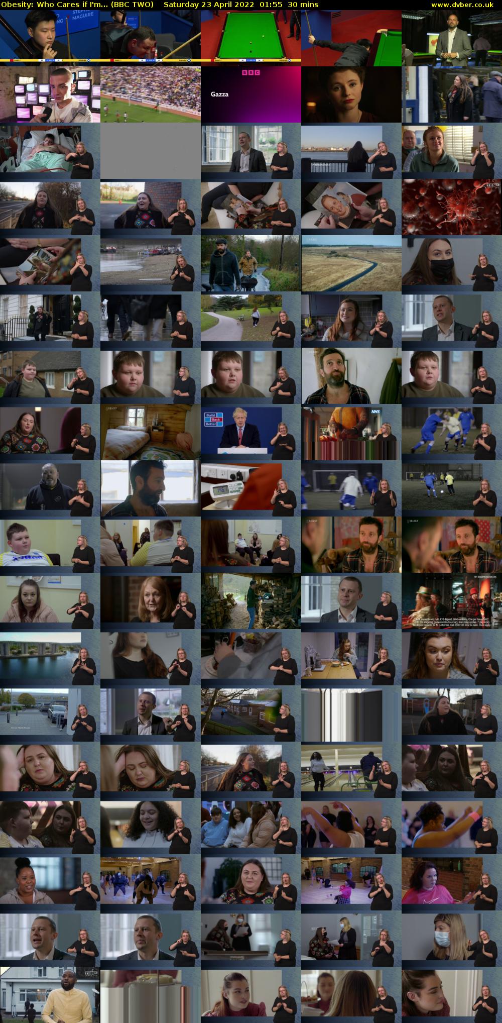 Obesity: Who Cares if I'm... (BBC TWO) Saturday 23 April 2022 01:55 - 02:25