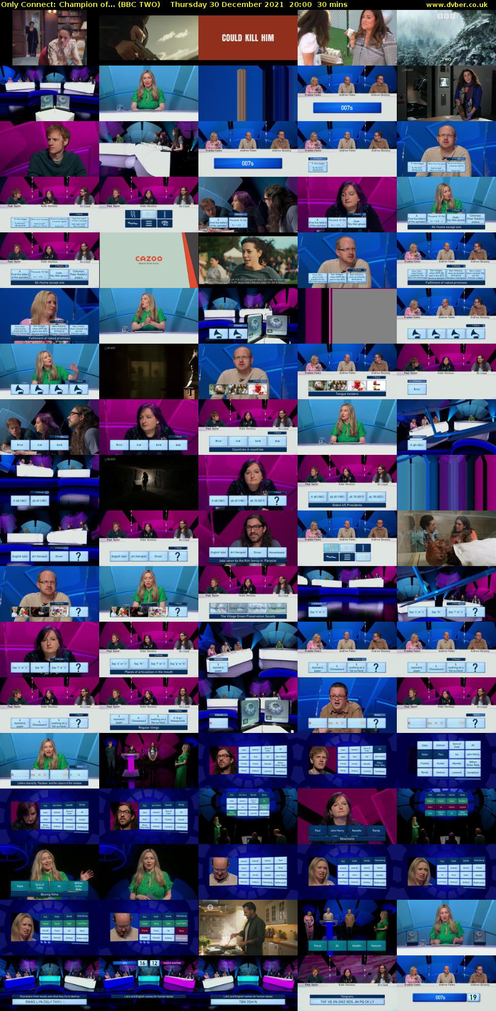 Only Connect: Champion of... (BBC TWO) Thursday 30 December 2021 20:00 - 20:30