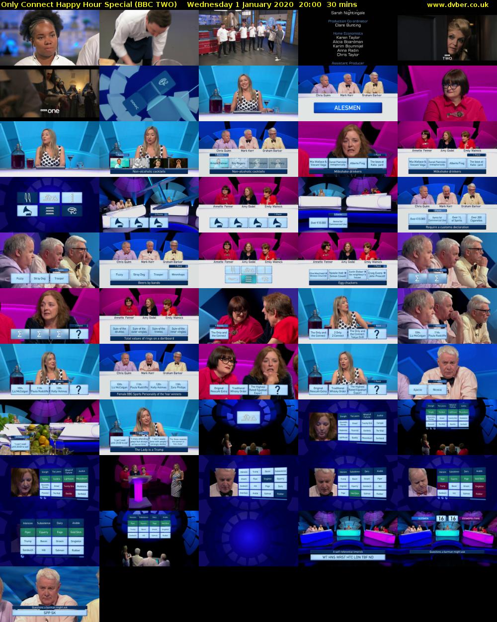 Only Connect Happy Hour Special (BBC TWO) Wednesday 1 January 2020 20:00 - 20:30