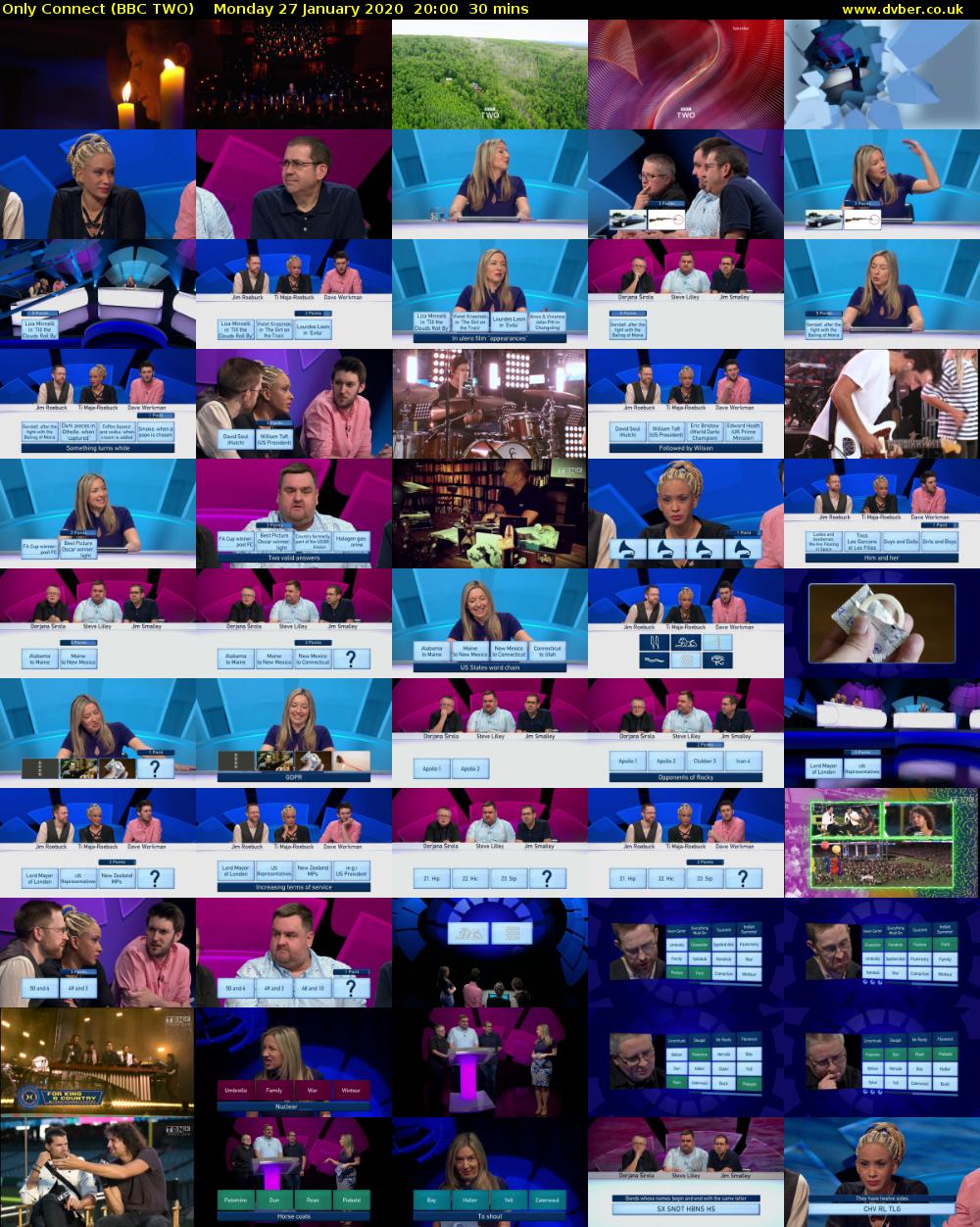 Only Connect (BBC TWO) Monday 27 January 2020 20:00 - 20:30