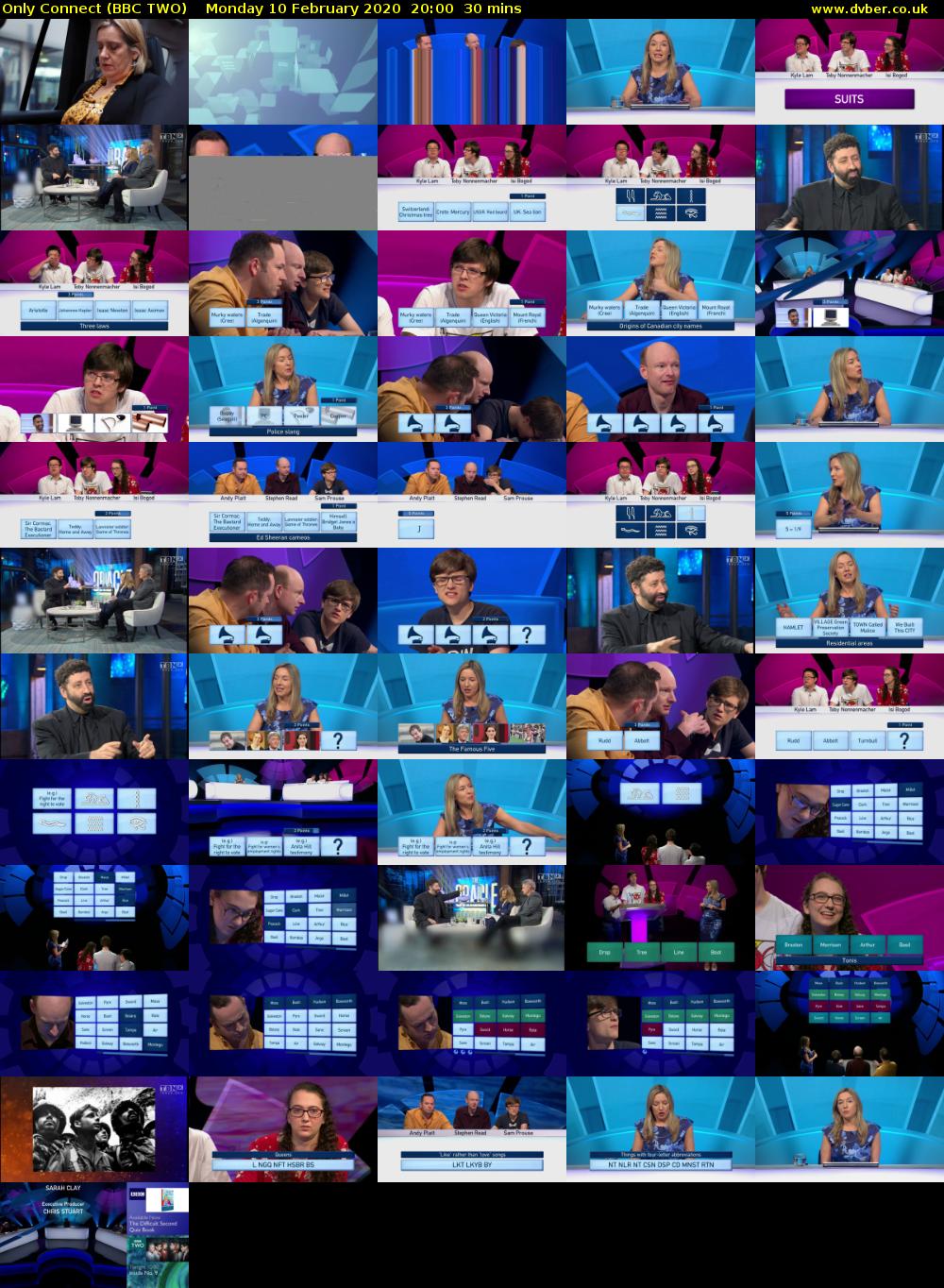 Only Connect (BBC TWO) Monday 10 February 2020 20:00 - 20:30