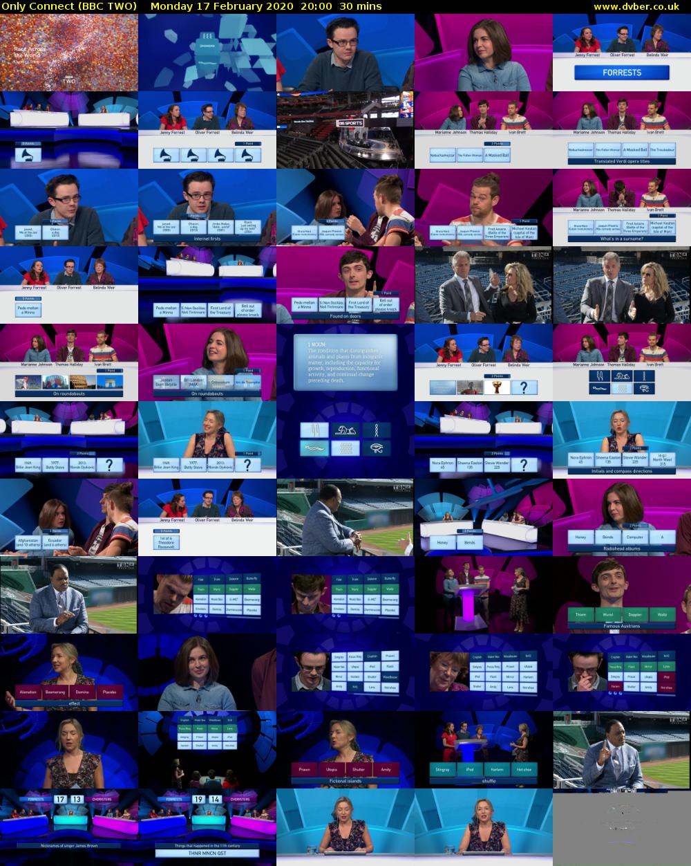 Only Connect (BBC TWO) Monday 17 February 2020 20:00 - 20:30
