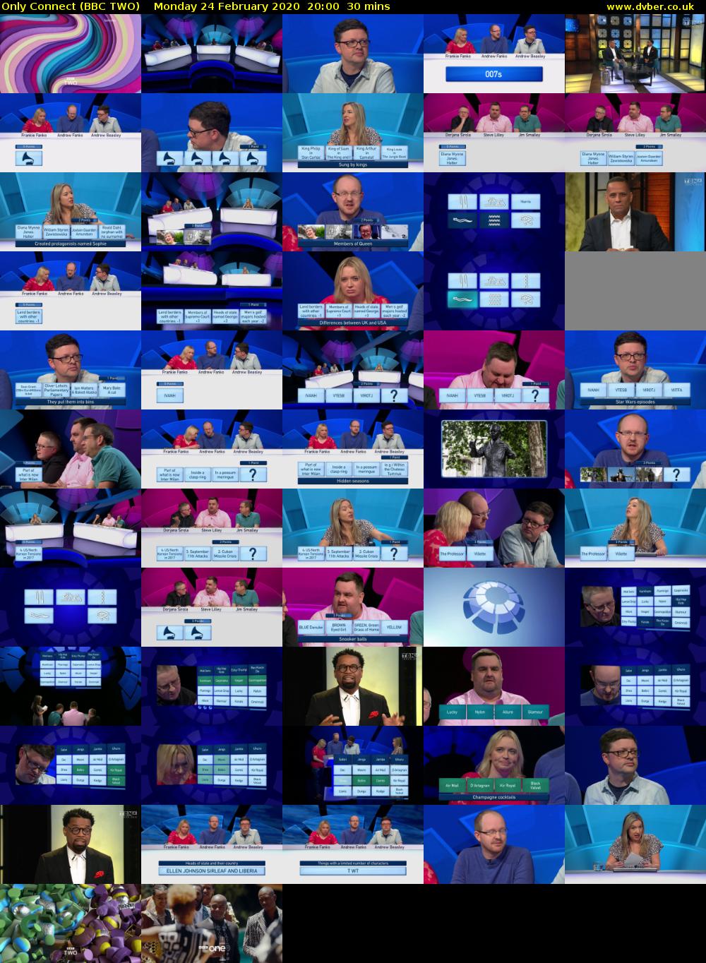 Only Connect (BBC TWO) Monday 24 February 2020 20:00 - 20:30