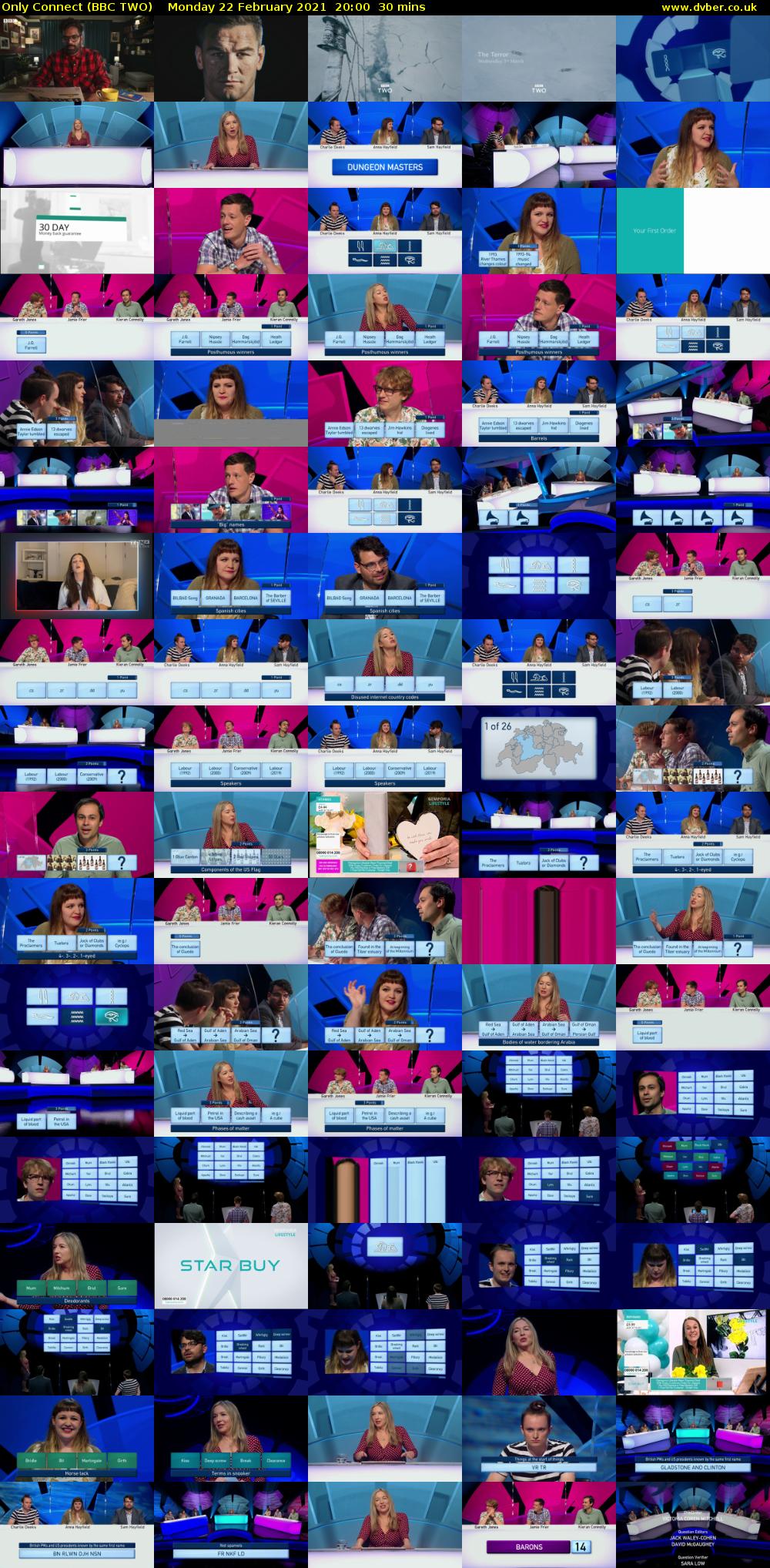 Only Connect (BBC TWO) Monday 22 February 2021 20:00 - 20:30