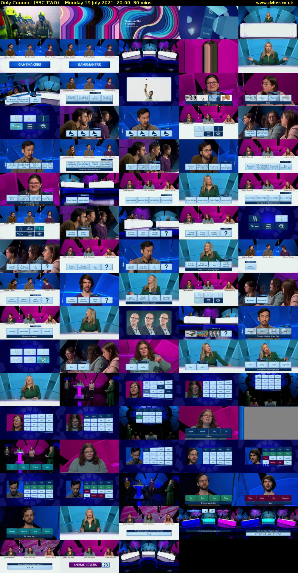 Only Connect (BBC TWO) Monday 19 July 2021 20:00 - 20:30