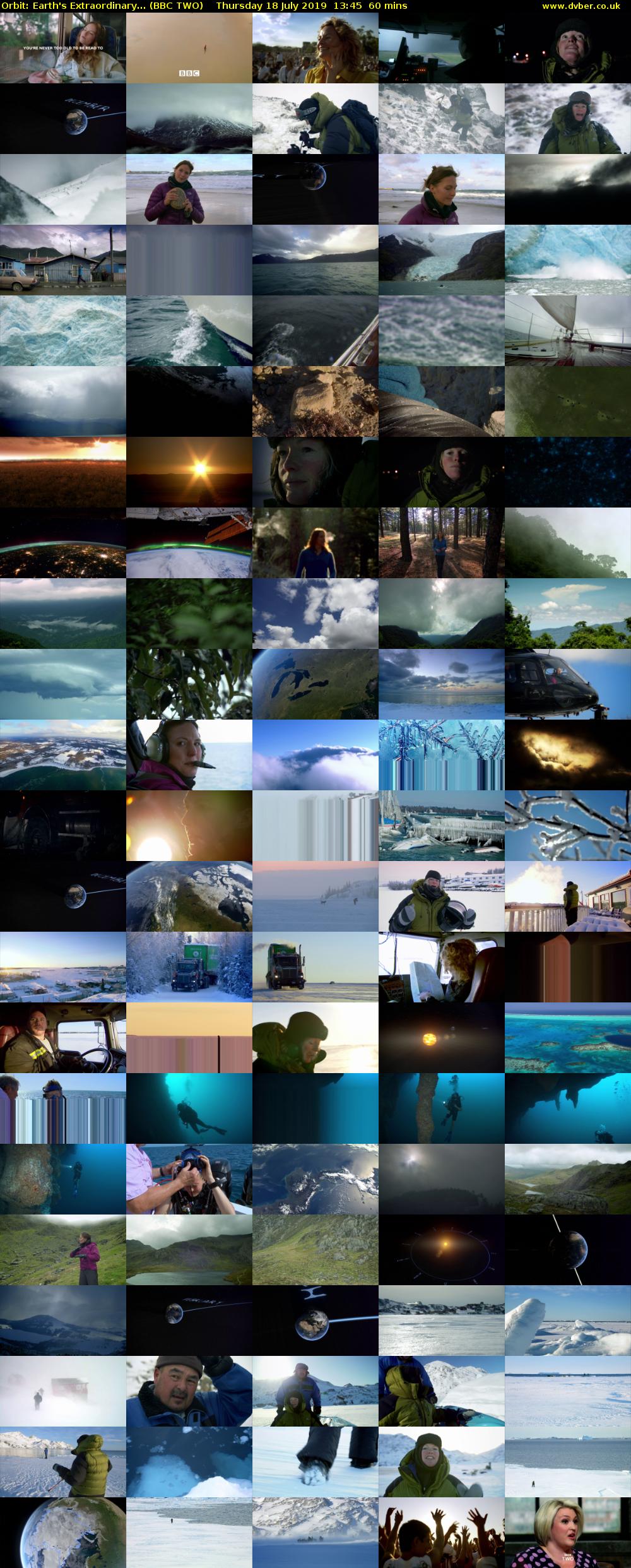 Orbit: Earth's Extraordinary... (BBC TWO) Thursday 18 July 2019 13:45 - 14:45