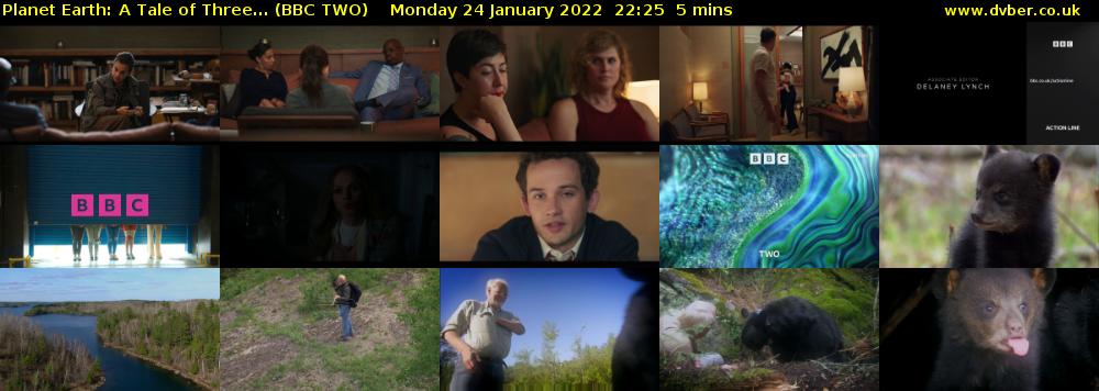Planet Earth: A Tale of Three... (BBC TWO) Monday 24 January 2022 22:25 - 22:30
