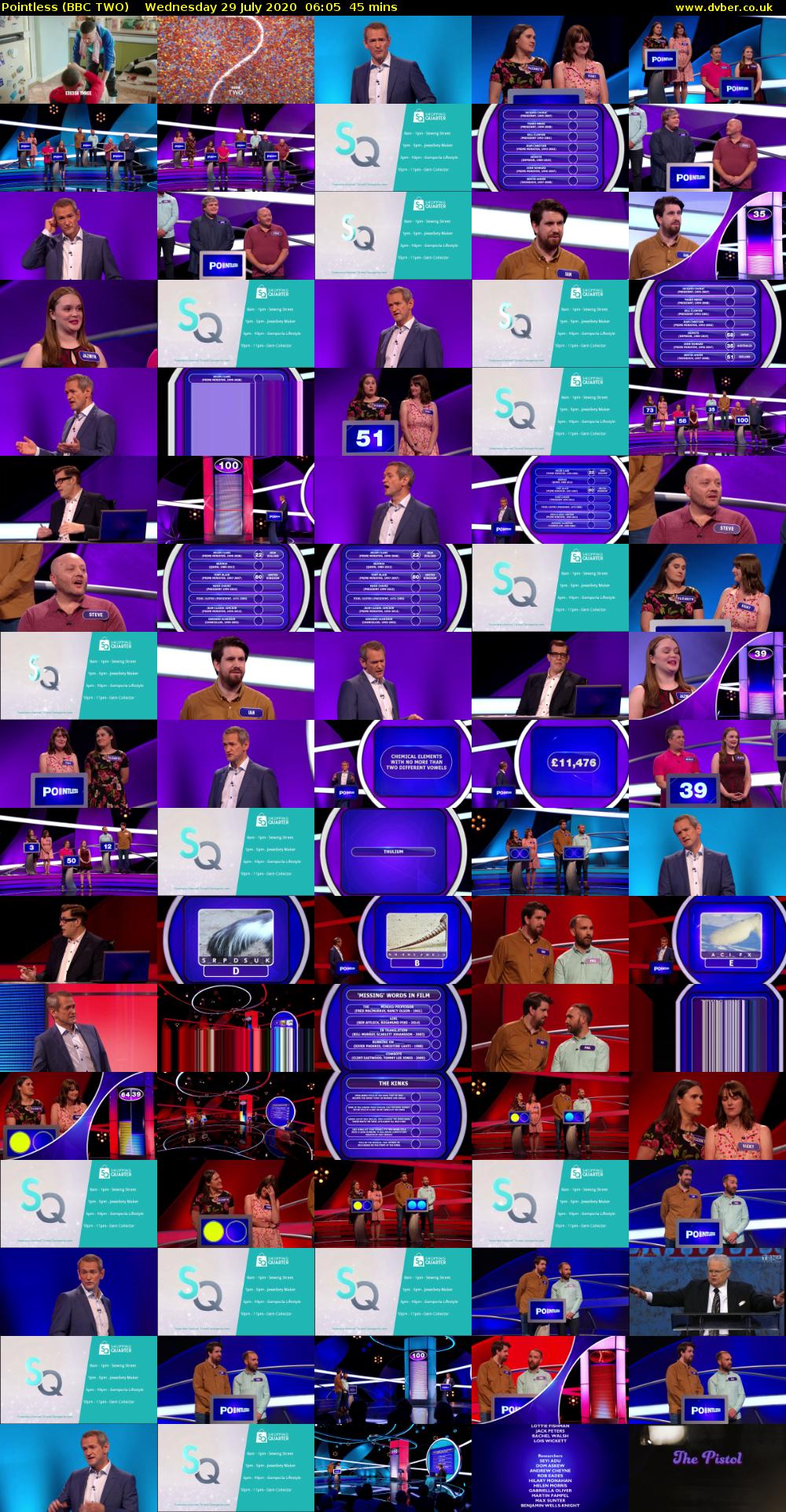 Pointless (BBC TWO) Wednesday 29 July 2020 06:05 - 06:50