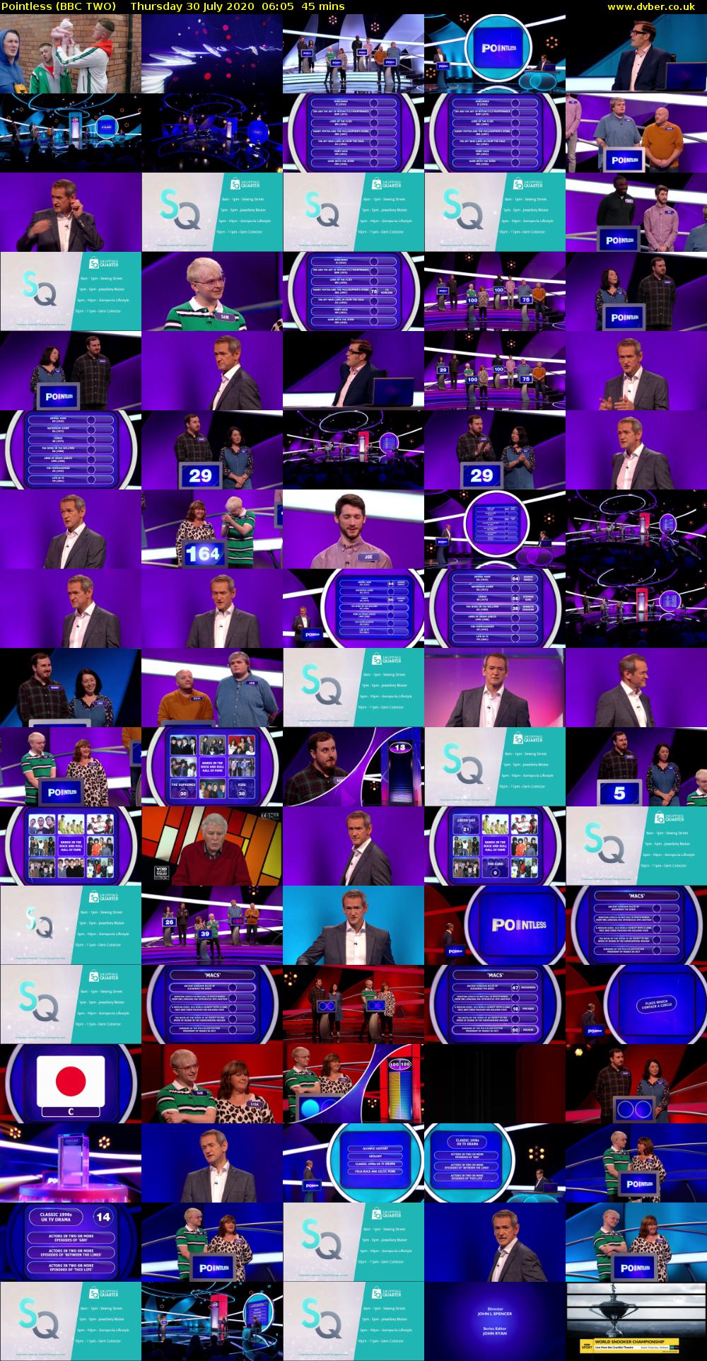 Pointless (BBC TWO) Thursday 30 July 2020 06:05 - 06:50