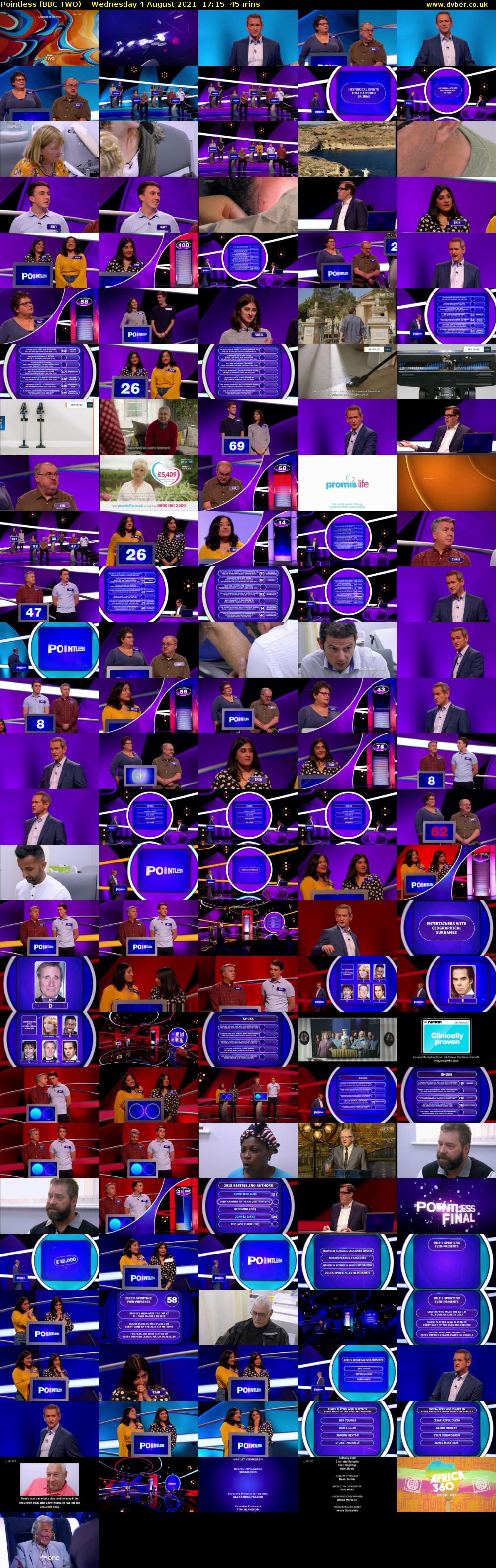 Pointless (BBC TWO) Wednesday 4 August 2021 17:15 - 18:00